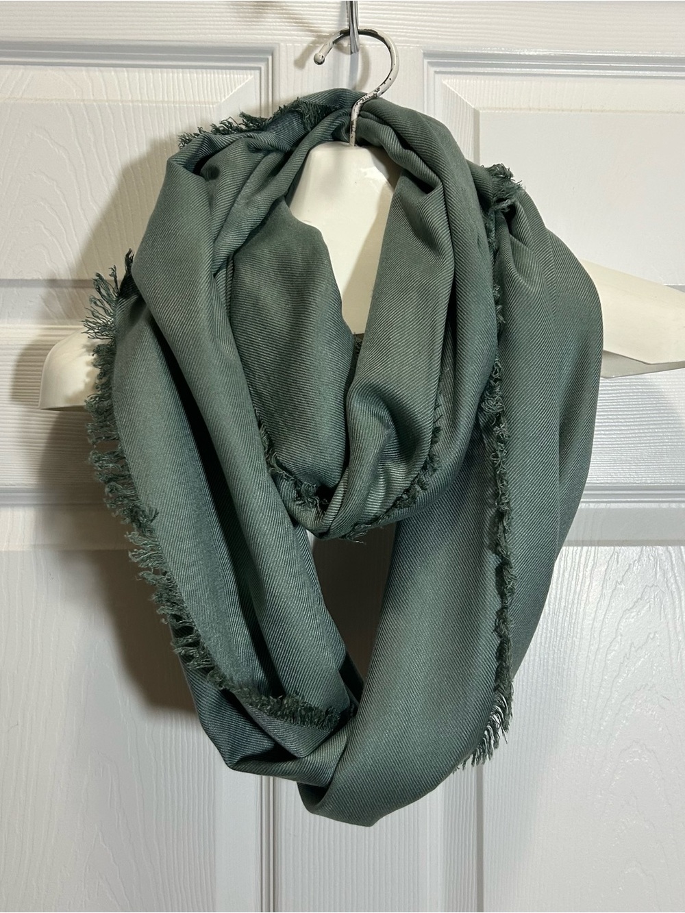 Classic Lightweight Fringe Infinity Scarf - Sage Green